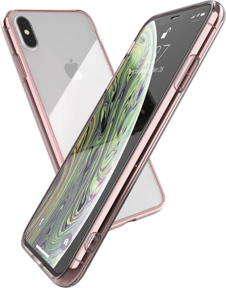 Raptic Glass Plus Transparant/Roze Hoesje Geschikt voor Apple iPhone XS Max