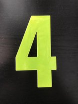 huisnummer sticker - reflecterend- nummer 4 - geel -plak cijfer - kliko huisnummer- huis nummer sticker- container cijfer