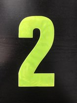 huisnummer sticker - reflecterend - nummer 2 - geel -plak cijfer - kliko huisnummer- huis nummer sticker- container cijfer