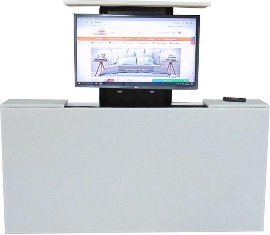 Los voetbord met TV lift - XL: TV's t/m 50 inch -  140 cm breed -  Wit Kunstleer