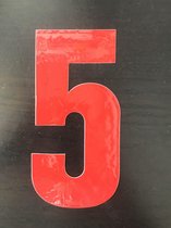 reflecterend huisnummer sticker - nummer 5 - rood- plak cijfer - kliko huisnummer- huis nummer sticker- container cijfer, CoverArt