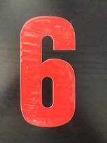 reflecterend huisnummer sticker - nummer 6 - rood-  plak cijfer - kliko huisnummer- huis nummer sticker- container cijfer zes, CoverArt.