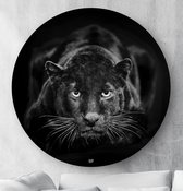 HIP ORGNL Schilderij Black Panther - Panter - ⌀80cm - Wandcirkel dieren - Zwart wit