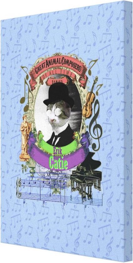 Erik Satie Cat Catie Cat Pianist - Toile 20x30 cm - Grands compositeurs d'animaux