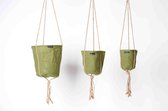 Rasteli Plantenhanger-Bloempothouder Jute Olijf Groen-Bruin-Beige D 11,5 cm H 11,5 cm  (rechts op foto)