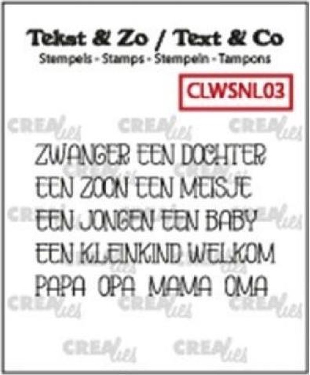 Crealies Tekst & Zo stempel Nederlands no.03 Baby