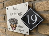 Naambordje voordeur hond met huisnummer zelf samenstellen