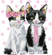 Diamond Painting Volwassenen - Ronde Steentjes - Volledig Pakket - Hobby - Diamond Dotz® - DD9.053 - Meneer en mevrouw kat 42 x 47cm