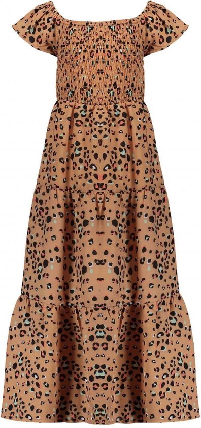 NONO Meisjes Off-shoulder maxi jurk Malia in meerkleurige dierenprint -  Hazelnoot... | bol.com