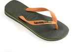 Havaianas Brasil Logo Unisex Slippers - Green Olive/Vibrant Orange - Maat 33/34
