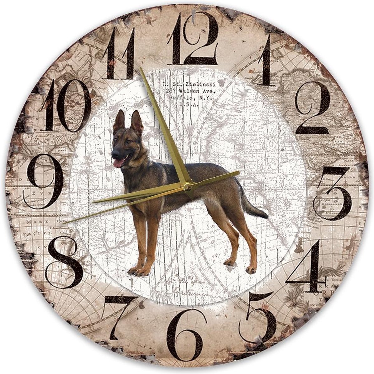 Houten Klok - 30cm - Hond - Duitse herder