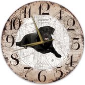 Houten Klok - 30cm - Hond - Labrador zwart