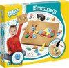 foto van Totum Hamertje Tik - Hammer It hamerspel - 25-delig houten timmerset inclusief hamer - leren timmeren
