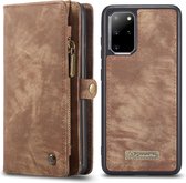 Caseme - vintage 2 in 1 portemonnee hoes - Samsung Galaxy S20 Plus - Bruin