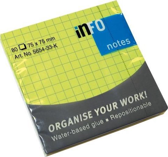 Info Notes 75x75mm brilliant groen blok a 80 vel ruit