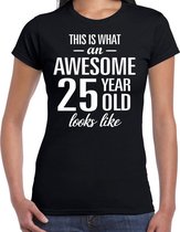 Awesome 25 year - geweldige 25 jaar cadeau t-shirt zwart dames - Verjaardag cadeau XS
