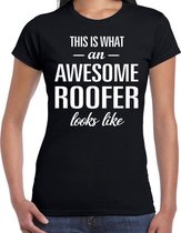 Awesome roofer - geweldige dakdekker cadeau t-shirt zwart dames - beroepen shirts / verjaardag cadeau XS