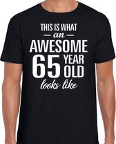 Awesome 65 year / 65 jaar cadeau t-shirt zwart heren S