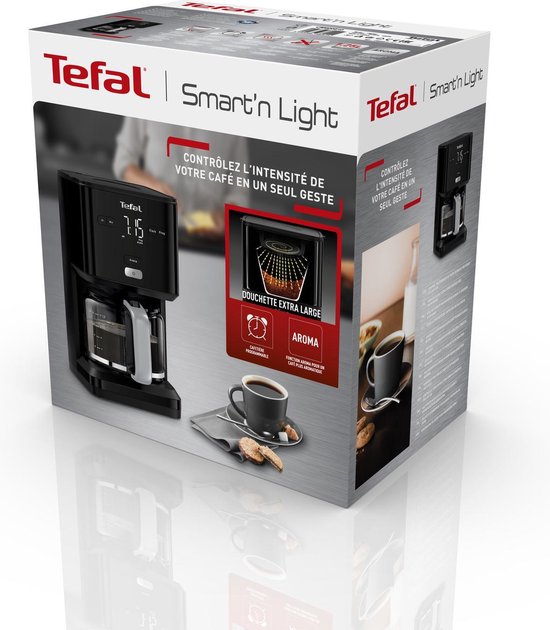 Tefal Smart & Light CM6008 - Filter koffiezetapparaat - 1.25L - Digitaal Display met Timer - 15 Kopjes - Warmhoudfunctie - Zwart