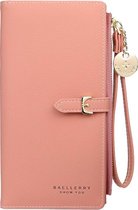 ZILOU® Portemonnee Dames Overslag - 24 Pasjes - Portefeuille met Ritsvak - voor Munt- en Briefgeld - Kunstleer - Roze