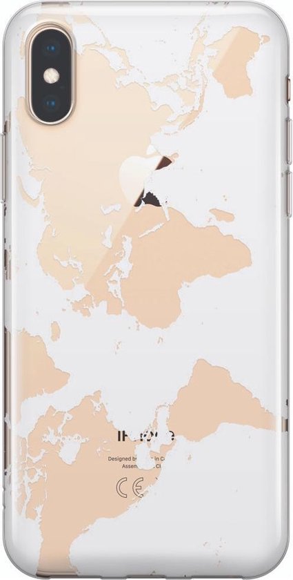 Mis weduwe Bouwen op iPhone X/XS transparant hoesje - Wereldkaart wit | Apple iPhone Xs case |  TPU... | bol.com