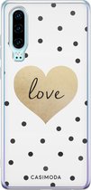 Huawei P30 hoesje siliconen - Love dots | Huawei P30 case | zwart | TPU backcover transparant