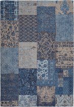 Tapijtenloods Patchwork Vloerkleed Blauw / Beige Laagpolig - 80x150 CM