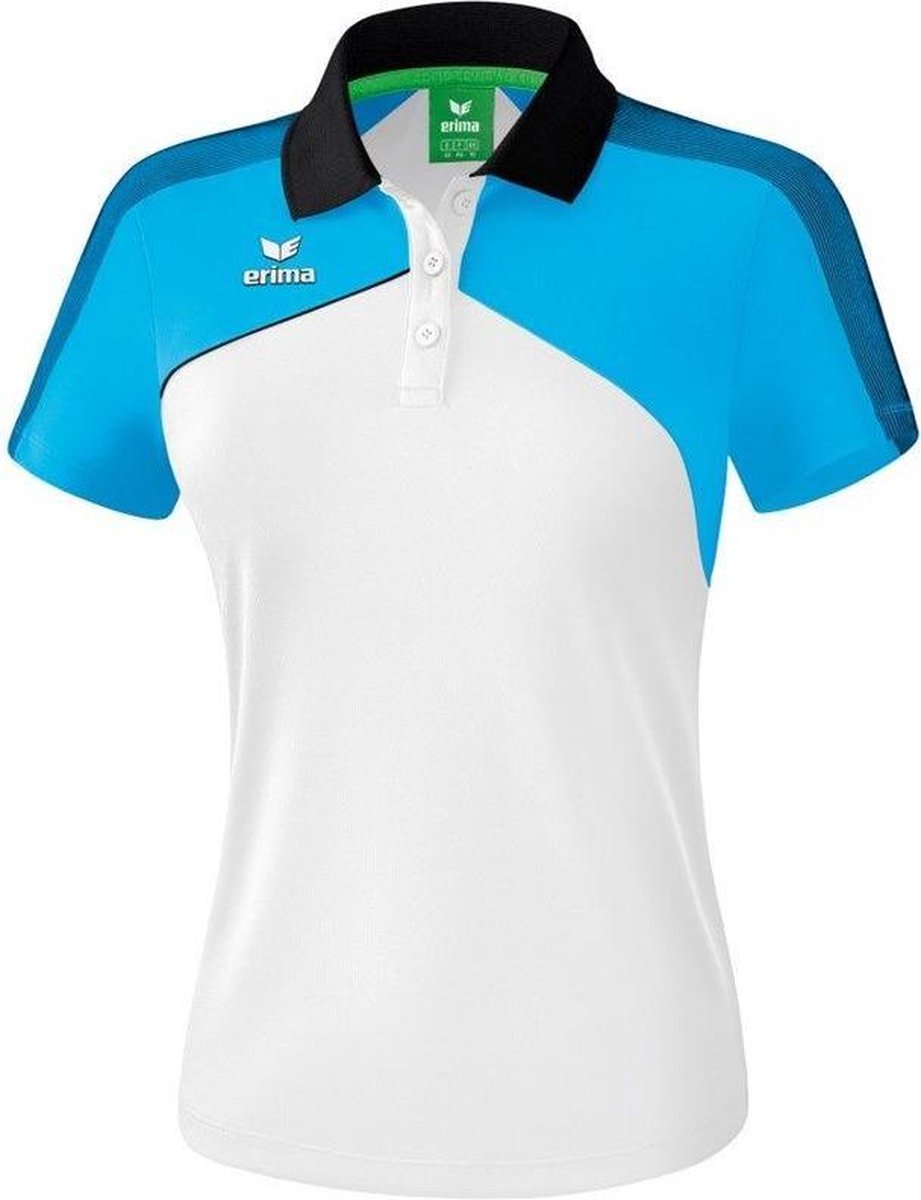 Erima Premium One 2.0 Polo Dames - Wit / Curacao / Zwart | Maat: 44