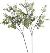 2 x Grijs/groene eucalyptus tak 65 cm - Kunstbloemen