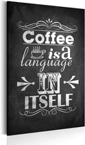 Schilderij - Coffee Language, Koffie,Zwart /Wit
