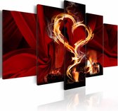 Peinture - Coeur en flammes, noir rouge, 5 parties