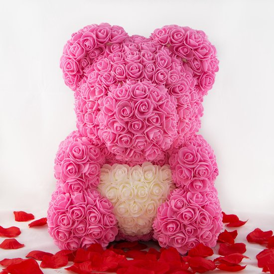 Roze rozen beer 40 cm – Rozen teddybeer – Rose Bear - Rozenbeer - Moederdag  - Roze | bol.com