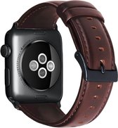 Luxe Leren Bandje voor Apple Watch 1 / 2 / 3 / 4 / 5 | 38MM / 40MM | Premium kwaliteit | Rood - Bruin Leder