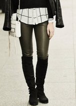 Marianne - Leather Look Legging - Olijfgroen - maat 40/44 (L/XL)