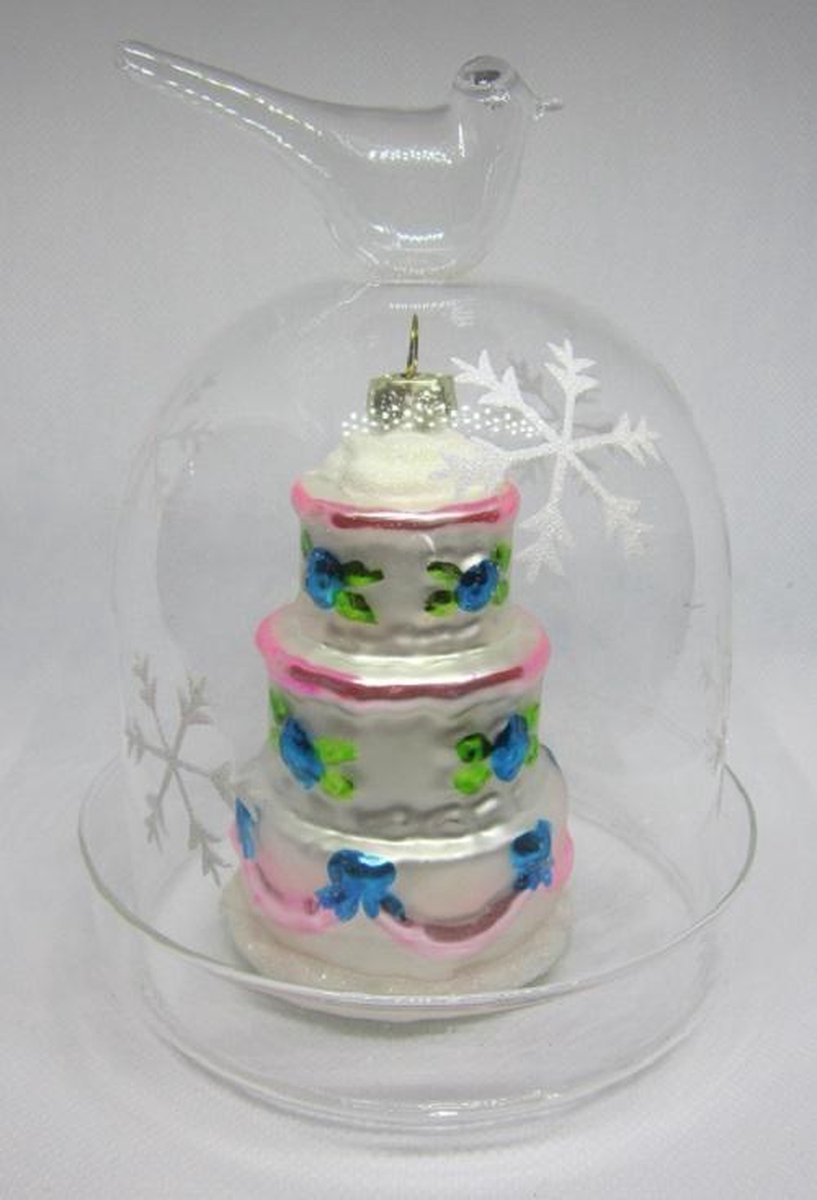 ZoeZo Design - 2 stuks - glas - kerststolp - stolp - met decoratie - boompje - roze - blauw - diverse - assorti - H13 x 10 cm Ø