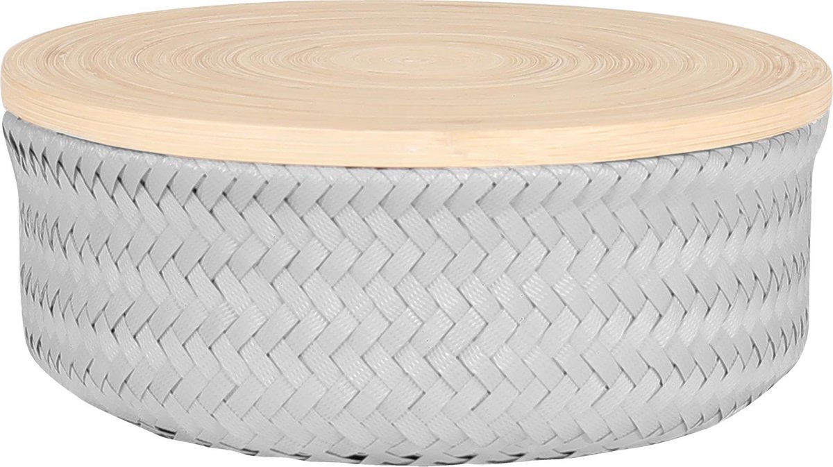 Handed By Wonder M - Opbergmand rond met deksel - lichtgrijs