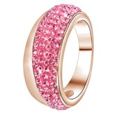 Colours by Kate - Stalen ring roseplated roze kristal