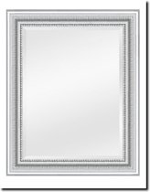 Spiegel rechhoek zilver in houten sierlijst met cannelure - Cesarino Zilver Buitenmaat 106x136 cm horizontaal of verticaal ophangen - Ophanghaken gemonteerd - Met facetrand - Italiaanse spiegel