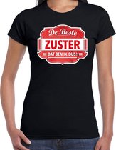 Cadeau t-shirt voor de beste zuster voor dames - zwart met rood - zusters / verpleegster - kado shirt / kleding - moederdag / collega S