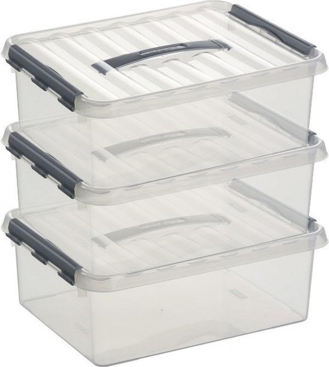 Boîte Rangement Transparente 25L Sunware - 50x40x18cm - Couvercle Rouge - Fabriqué En Europe