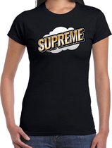 Supreme fun tekst t-shirt voor dames zwart in 3D effect L