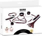 Zenn Toys - 9 delige luxe geweven bondage set - Zwart / Rood