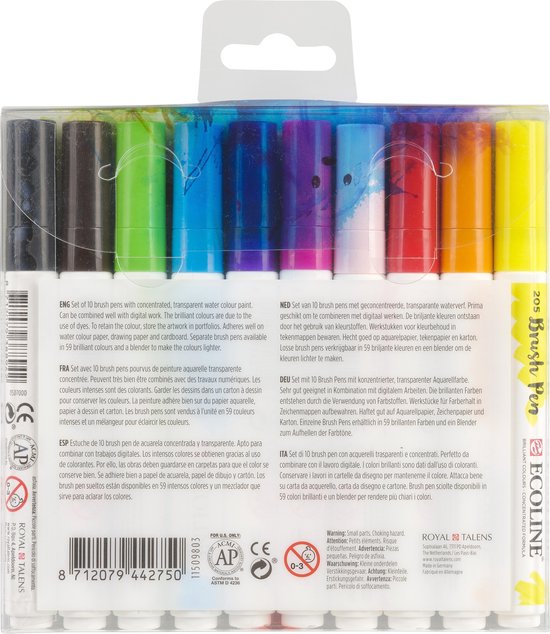 Talens Ecoline Brush Pen - 10 stuks - Helder - Ecoline