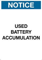 Sticker 'Notice: Used battery accumulation' 297 x 210 mm (A4)