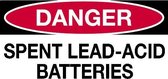 Sticker 'Danger: Spent lead-acid batteries' 300 x 150 mm