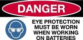 Sticker 'Danger: Eye protection must be worn' 200 x 100 mm