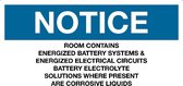 Sticker 'Notice: Room contains energized electrical circuits' 100 x 50 mm