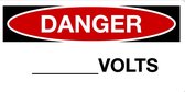Sticker 'Danger: ... Volts' 300 x 150 mm