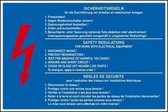 Safety regulations sticker 150 x 100 mm