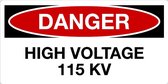 Sticker 'Danger: High voltage 115 KV' 100 x 50 mm
